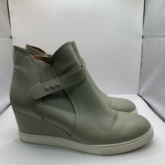 Linea Paolo Light Gray Leather FRESHTON High Hi Top Hidden Sneakers Sz 9M - Picture 1 of 10